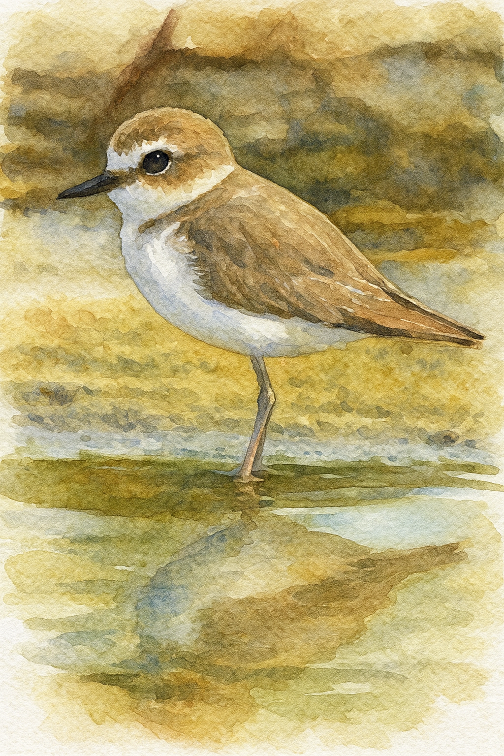 a bird standing in water