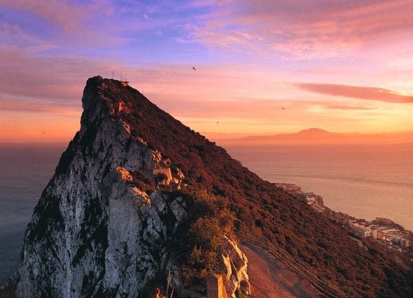 Roca de Gibraltar al atardecer
